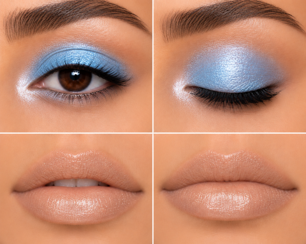 Sky Blue Shimmer + Beige Nude