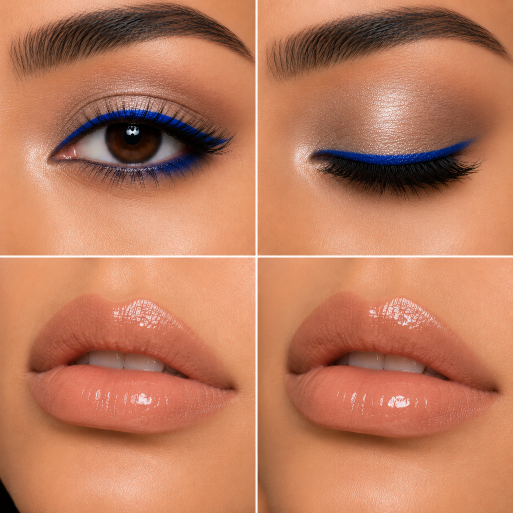 Cobalt Blue Liner + Nude Gloss
