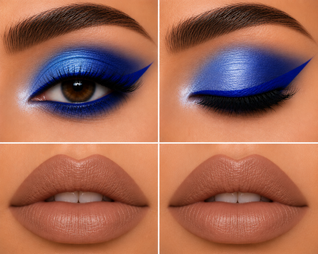Royal Blue Winged Eye + Nude Brown