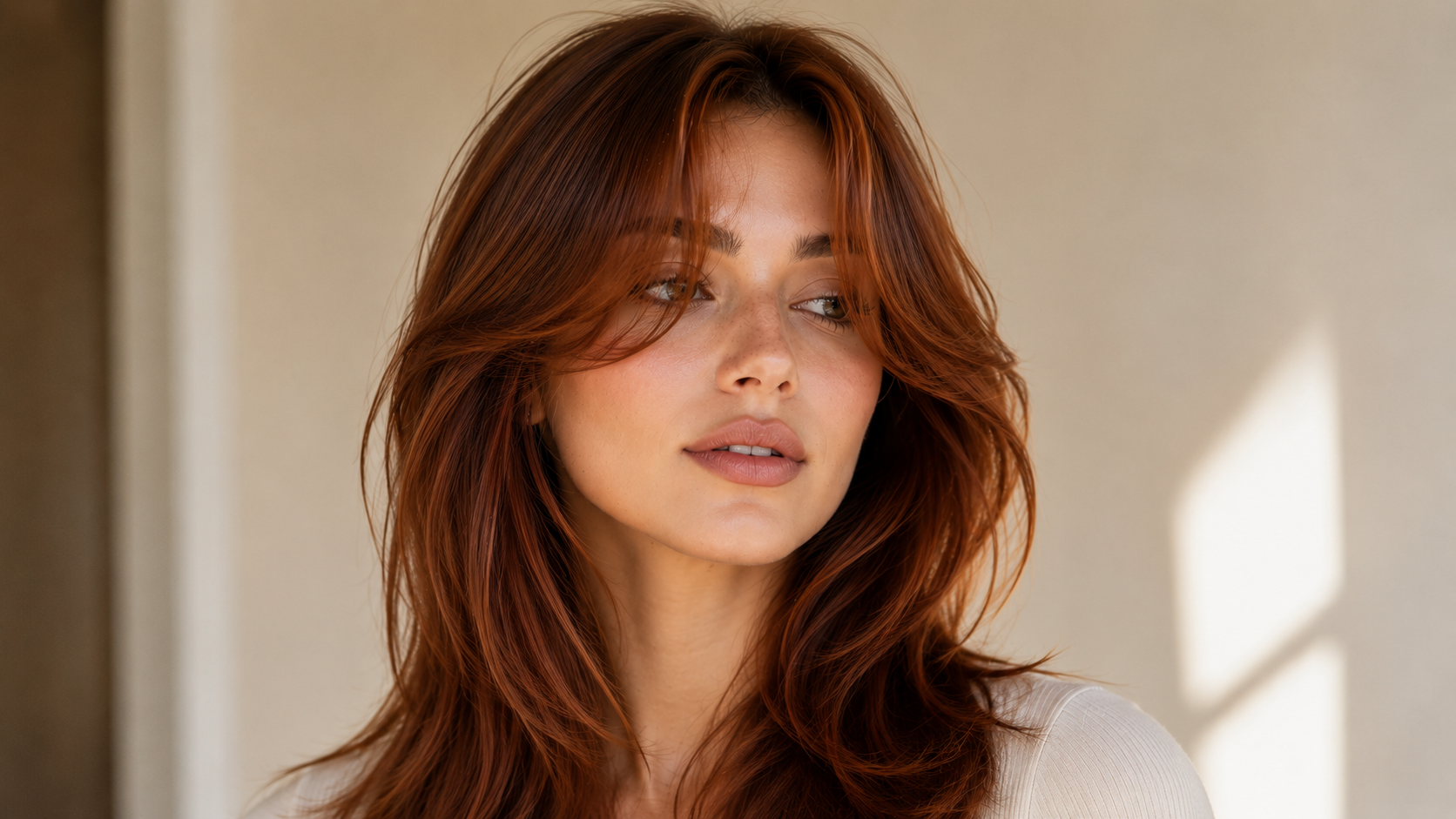 Copper Curtain Bangs